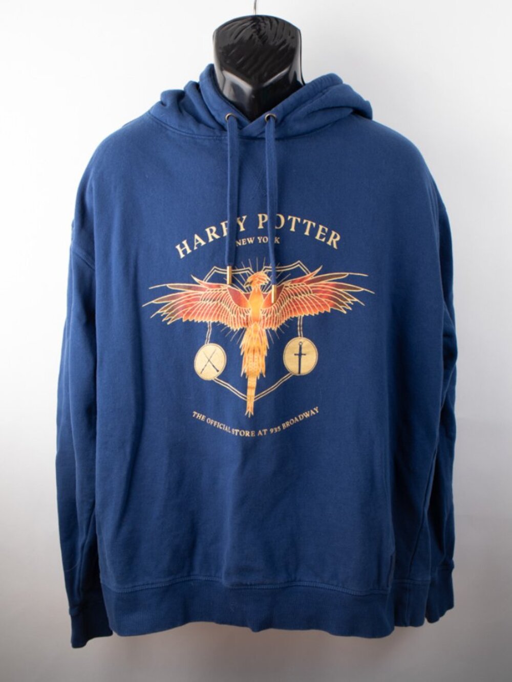Harry Potter NYC Fawkes Hoodie XL Wizarding World Blue Cotton